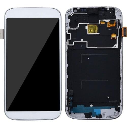 Black Screen Assembly LCD Touch Screen Glass Digitizer Frame Assembly for Samsung S4 i9505