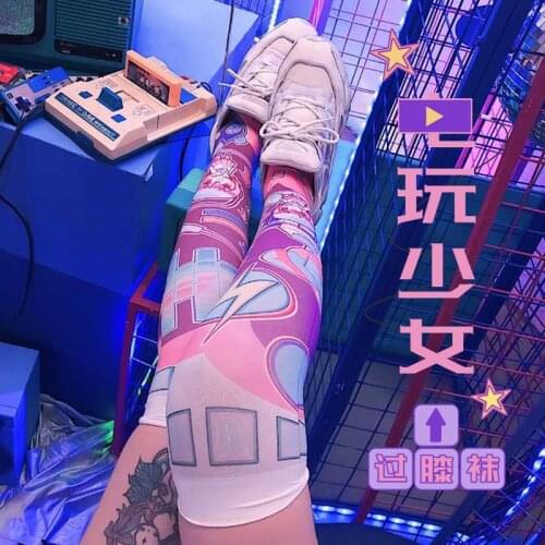 Vedio Game Girl Cute Womens Harajuku Over-knee Stockings Velvet Thigh High Long Stockings Cosplay Good Qaulity