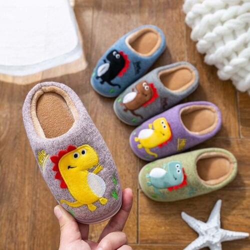 New Winter Childrens Slippers Girls Boys Flip Flops Warm Non-slip Soft Bottom Fur Slides Kids Slippers Home Indoor Baby Slipper