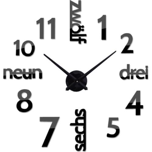 Diy watch clock Living Room Modern Quartz Acrylic Mirror effect home decoration Colorful Wall sticks still life style