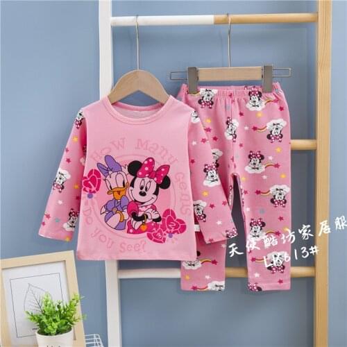 Disney Long Sleeve Home Clothes Kids Frozen Pjs Baby Boy Cotton Red Cars Night Clothes Girl Minnie Pijamas Children Nightie Set