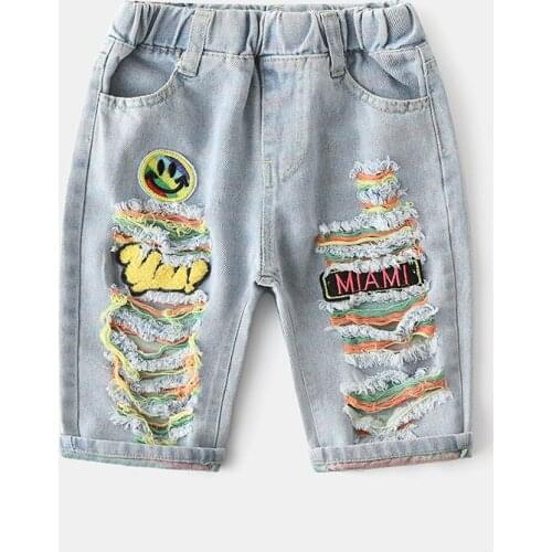 2021 boys girls Jeans Shorts Capris summer baby hole jeans childrens clothing soft jeans baby toddler Fashion pants clothes