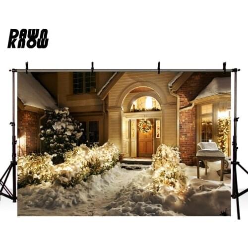 DAWNKNOW Merry Christmas Snow House Photography Background Backdrops Children Family Celebrate Photocall Photo Studio lv1203