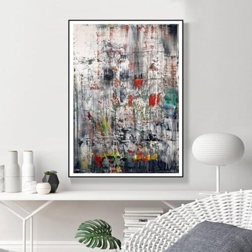 Gerhard Richter Modern Artwork Poster Red Green White Abstract Painting Prints Contemporary Wall Art Canvas Picture Couples Gift
