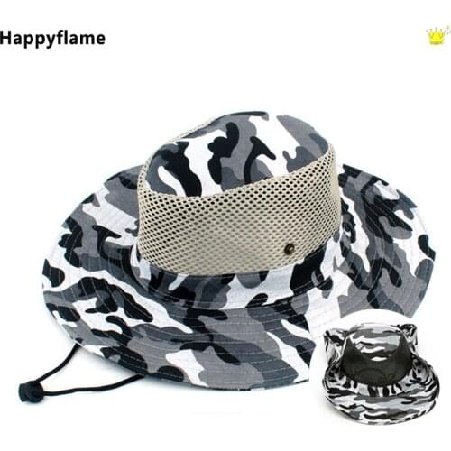 Camouflage Multicam Boonie Hat Bucket Hat Army Hunting Outdoor Mesh Breathable Fishing Hats Travel Sunscreen Mountaineering Hat