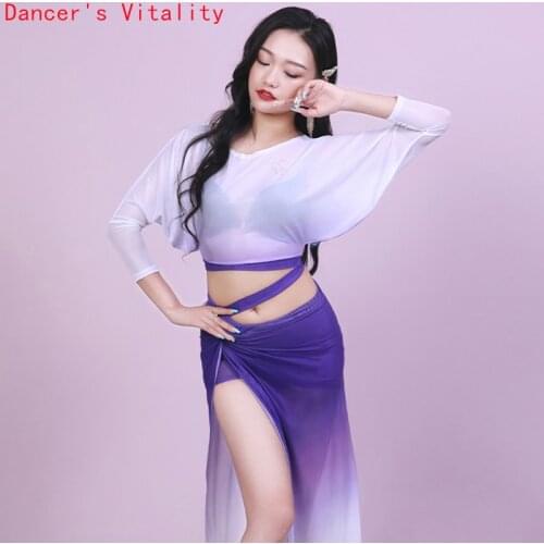 Belly Dance Set for Women Exotic Dancewear Bellydance Top+long Hip Skrit 2pcs Girls Oriental Dance Clothing Dancer Wear Outfit