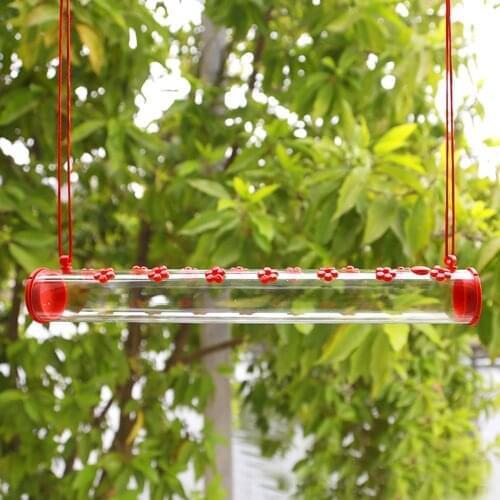 Hummingbird Feeder With Hole Birds Feeding Red Transparent Pipe For Indoor Outdoor Garden Home Decoration Pet Bird Supplies