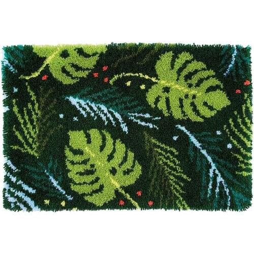 Leaf DIY Latch Hook Kits Rug Embroidery Carpet Set Needlework with Crochet Needlework Crafts Shaggy Latch Kits for Adults/Kids