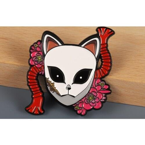 Sabito Mask Metal Badge Anime Demon Slayer Kimetsu no Yaiba Creative Brooch Pin Bags Pendant Button Souvenir Collection Cosplay