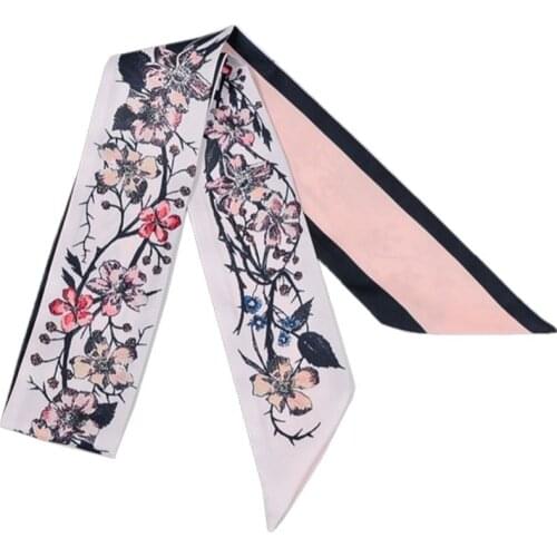 Fashion bag scarf floral print luxury brand scarf and shawl beach skinny tied bag handle small ribbon long turban headband BL6