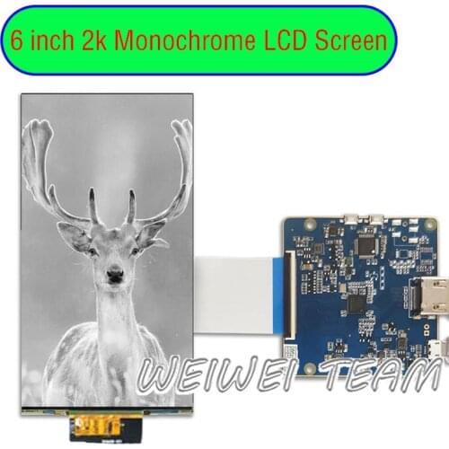 6 inch 2k Monochrome Lcd Display Mono LCD screen Without Backlight for DLP/SLA 405nm UV 3d printer Mipi Control Board