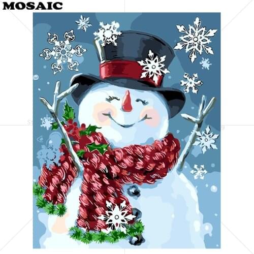 Drop shipping,Snowman diamond Embroidery Mosaic Pattern Wall Art diamond Painting for Living Room Home Wall Decor