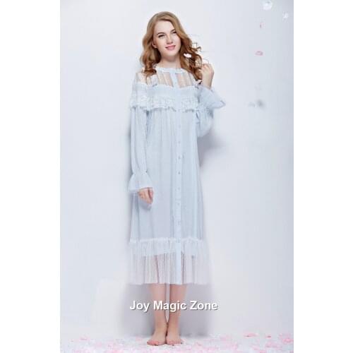 Yomrzl L180 new arrival autumn lace womans nightgown, one piece sleep dress, princess sleepwear
