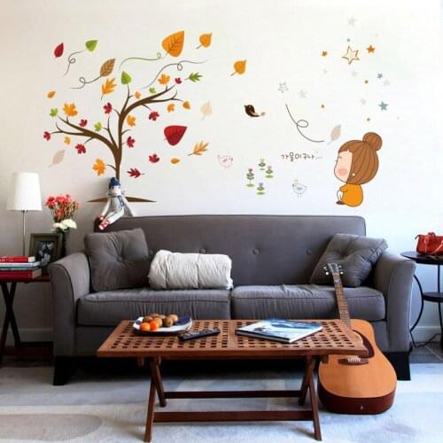 Autumn memories Maple leaves wall sticker PVC Material DIY maple wall decals For Living room Childrens room home decor sticker