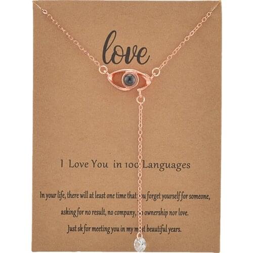 With Card Eye 100 Language I love You Necklace For Women Wedding Letter Necklace Jewelry Drop Shipping