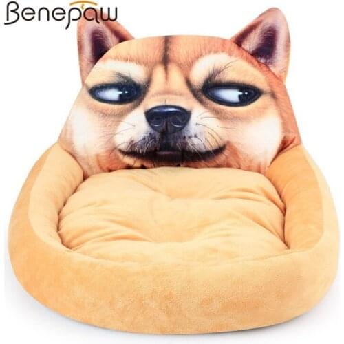 Benepaw 3D Shiba Inu Sofa Bed Dog Hot Sale Washable Plush Sleeping Dog House Cozy Soft Pet Puppy Bed Cushion Supplies