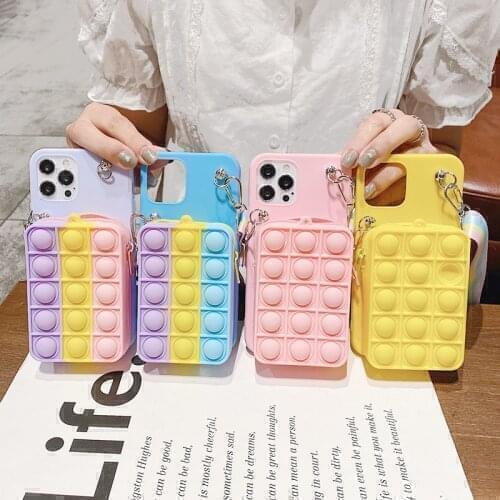 Push Bubble Coin Wallet Bags Case For Samsung Galaxy A01 A12 A22 A31 A32 A41 A42 A51 A52 A71 A72 A81 A82 A91 Cute Soft TPU Cover