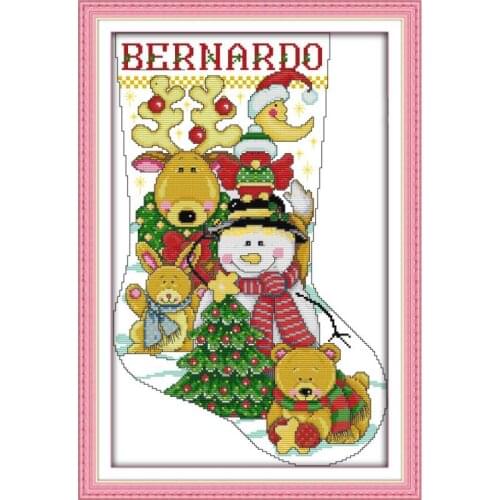 Christmas Stocking Cross Stitch Kits Cartoon Pattern 14CT 11CT Count Stamping Canvas Embroidery Set Holiday Decoration Painting
