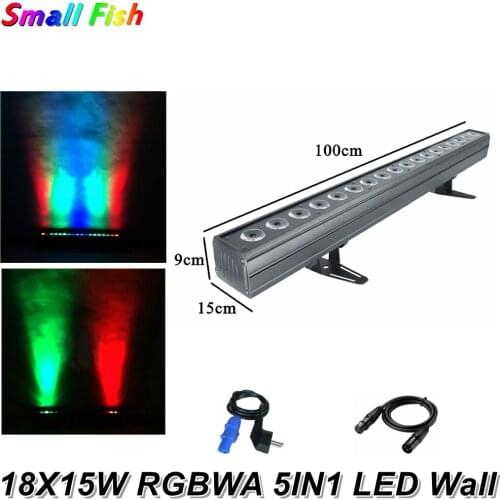 Stage Dj Lighting Bar 18X15W RGBWA 5IN1 LED Wall Wash Light DMX 512 LED Floodlight Strobe Lighting For Disco Light Party Wedding