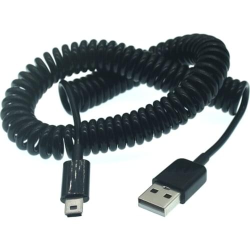 USB 2.0 to Mini USB Cables Mini USB Coiled Spiral Spring Data Charging Adapter Cable 50cm/0.5m 200cm/2m