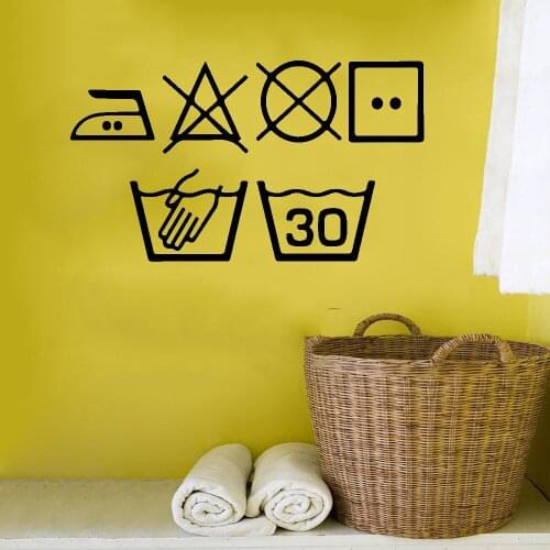 YOYOYU Laundry Wall Sticker Washing Machine Symbols Home Decor Kitchen Washing Room Wall Decal Art Murals Decoration PH47