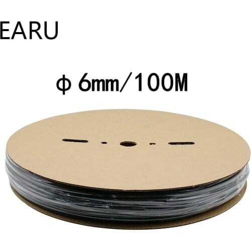 One Roll 100 meters Reel 2:1 Black 6mm Diameter Heat Shrink Heatshrink Tubing Tube Sleeving Wrap Wire Sell DIY Connector Repair