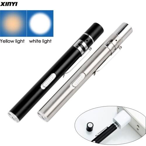 USB Rechargeable Medical Handy Pen Light Mini Nursing Flashlight LED Torch Lamp With Stainless Steel Clip Pocket Led Flashlight