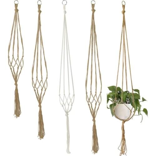 90/105/122cm Macrame Plant Hanger Baskets Flower Pots Holder Balcony Hanging Decor Knotted Lifting Rope Home Garden Supplies