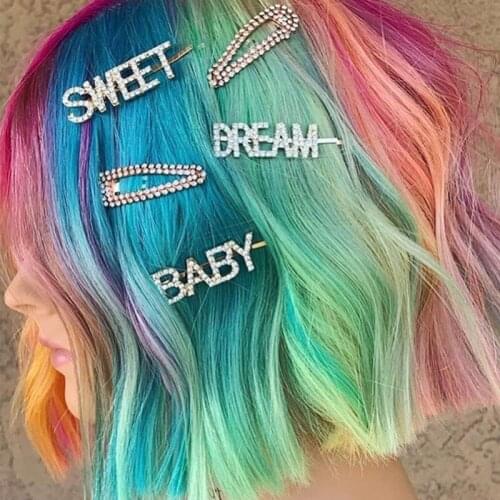 Fashion Rhinestone Crystal Letter Hairpin Women Character Letter Hair Clip Sweet Jewelry Metal Geometric Alloy Hair Accessories