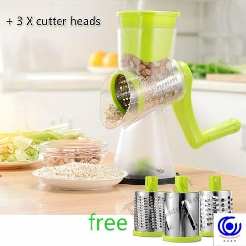 3 Blades green Vegetable Cutter cutting Potato chopping Manual machine Round Mandoline Slicer Red 5 heads slices Gadget peeler