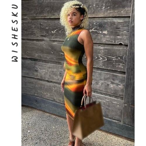 Women Turtleneck Sleeveless Sunshine Print Midi Dress Sexy Bodycon Dresses 2021 Autumn Harajuku Party Club Y2K Outfits