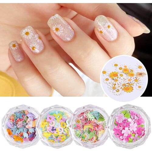 1Box Colorful Flower Leaf Daisy Star Flamingo Mermaid Crown Letters Designs Nail Sequins Glitter Confetti Nails Art Decorations