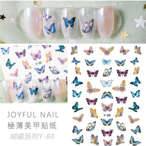 1 Sheet Colorful Butterfly Nail Art Sticker 3D Butterfly Flower Waterproof Stickers Nail Tips Decals Charm Manicure Decorations