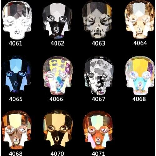 100Pcs FlatBack Skull ABCrystal Nail Rhinestones 3D DIY Symphony Charm Stones Jewelry Glitter Halloween Design Deco Nail Art