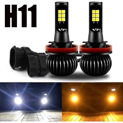2Pcs H11 LED Fog Lights Bulbs Dual Color foglamp All-in-One Conversion Kits 3000K Amber Yellow 6000K White NOT for Headligh