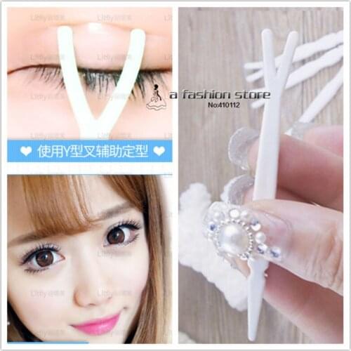 20 pcs/lot Y Shape Wand Fork for Makeup Invisible Eyeliner Double Eyelid Tape Stickers and False Eyelashes Tools