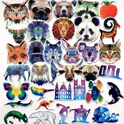 35pcs Super Cool Cute Cartoon Animal Stickers For Car Laptop Phone Pad Bicycle Decal Kids Gift Cat Pig Dog