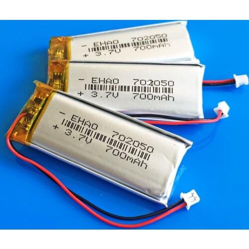 5 pcs 3.7V 700mAh Rechargeable lipo battery JST 1.25 polymer lithium 702050 for MP3 GPS DVD bluetooth Recorder e-book camera