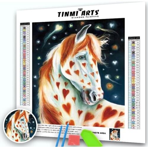 5d Diamond Painting Full Drill Round Heart Horse Diamond Mosaic Accessories Animal Rhinestones Pictures Wall Art