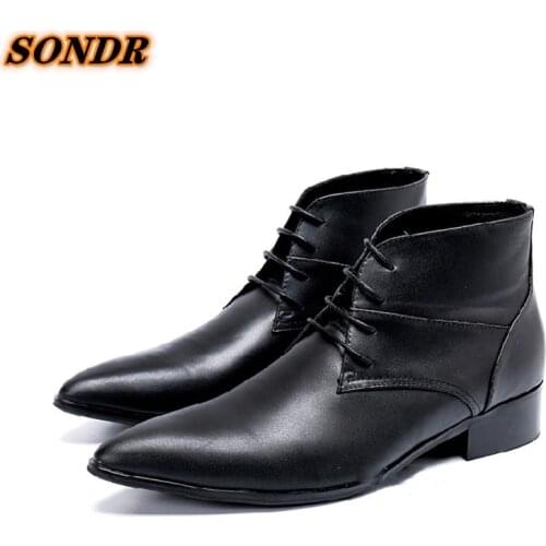 Fashion Genuine Leather Mens Ankle Boots Pointed Toe High-Top High Heels Snake Skin Handmade Man Cowboy Shoes Botas Hombre