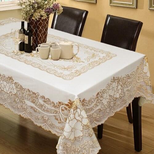 Bronzing European-style Plastic Tablecloth PVC Tablecloth Waterproof Anti-scald Oil-proof Home Dust-proof Decorative Table Cloth