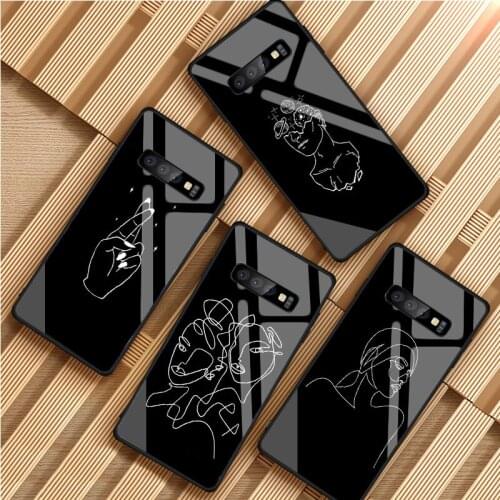 Line Face black Soft phone Case For Samsung S20 S10 S9 S8 S7 edge Plus Lite For Note 8 9 10 A6 A7 A8 A9 2018 Cover