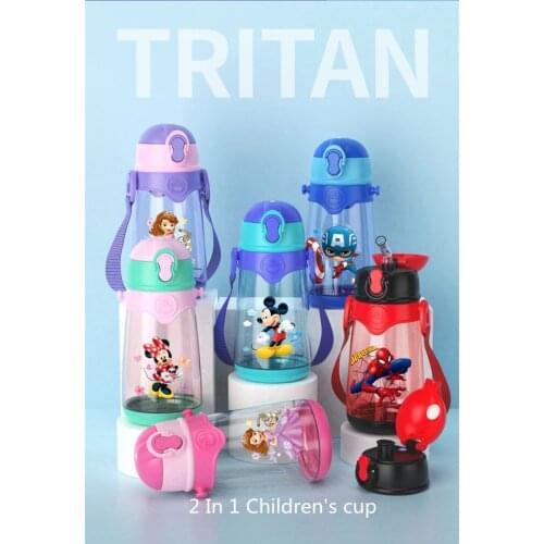 1pc Disney MICKEY MINNIE children Water bottle Marvel baby feeding cup with straw Leakproof BPA-Free Kids Outdoor Sports Bottle