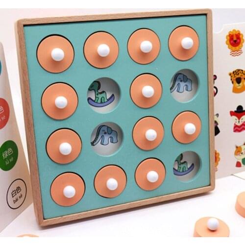 Hot Selling Kid Intelligence IQ Brain Teaser Game Wooden Memory Game Logical Training Checkerboard Toys LBV