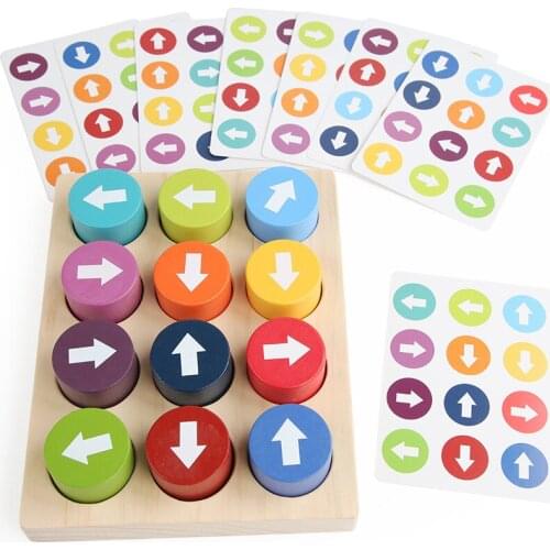 Childrens Wooden Building Blocks Montessori Arrow Matching Game Color Direction Cognition Kindergarten Early Educational Toys