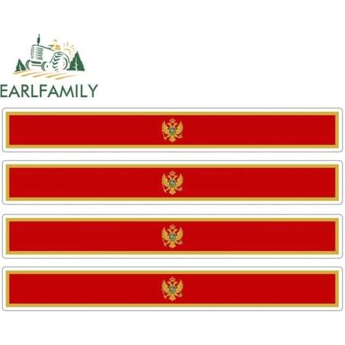 EARLFAMILY 13cm x 1.7cm 4pcs Car Stripe Motorcycle Racing Flag Sticker Skateboard Decal Bike Moto Tuning Montenegro Car Stickers