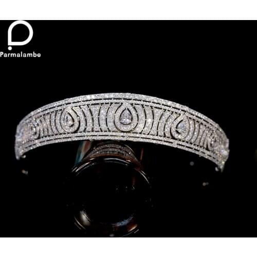 Europe Bridal Crown Bridal Headdress CZ Tiara And Crown Fashion Princess Headdress Crystal Hair Accessories Queens Crown