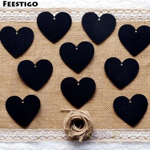 Feestigo 20PCS Double Side DIY Mini Heart Chalkboard Wedding Tags New Year Valentines Birthday Party Decorations