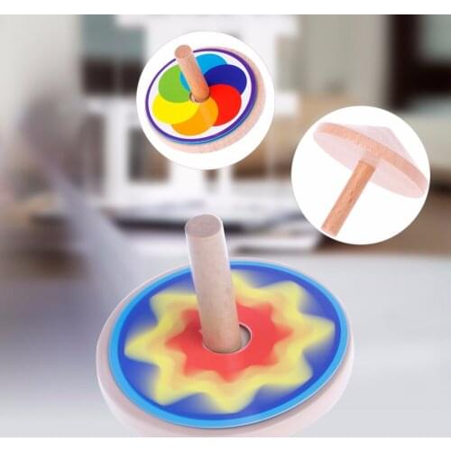 HBB Vintage Kids Toy Solid Wood Spinning Top Gyroscope Classic Game Paper Cover