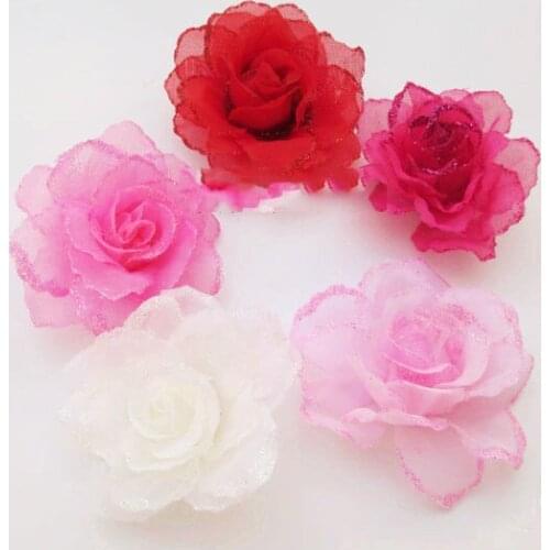 Artificial flowers head DIY simulation rose flower corsage headdress roses 5CM yarn